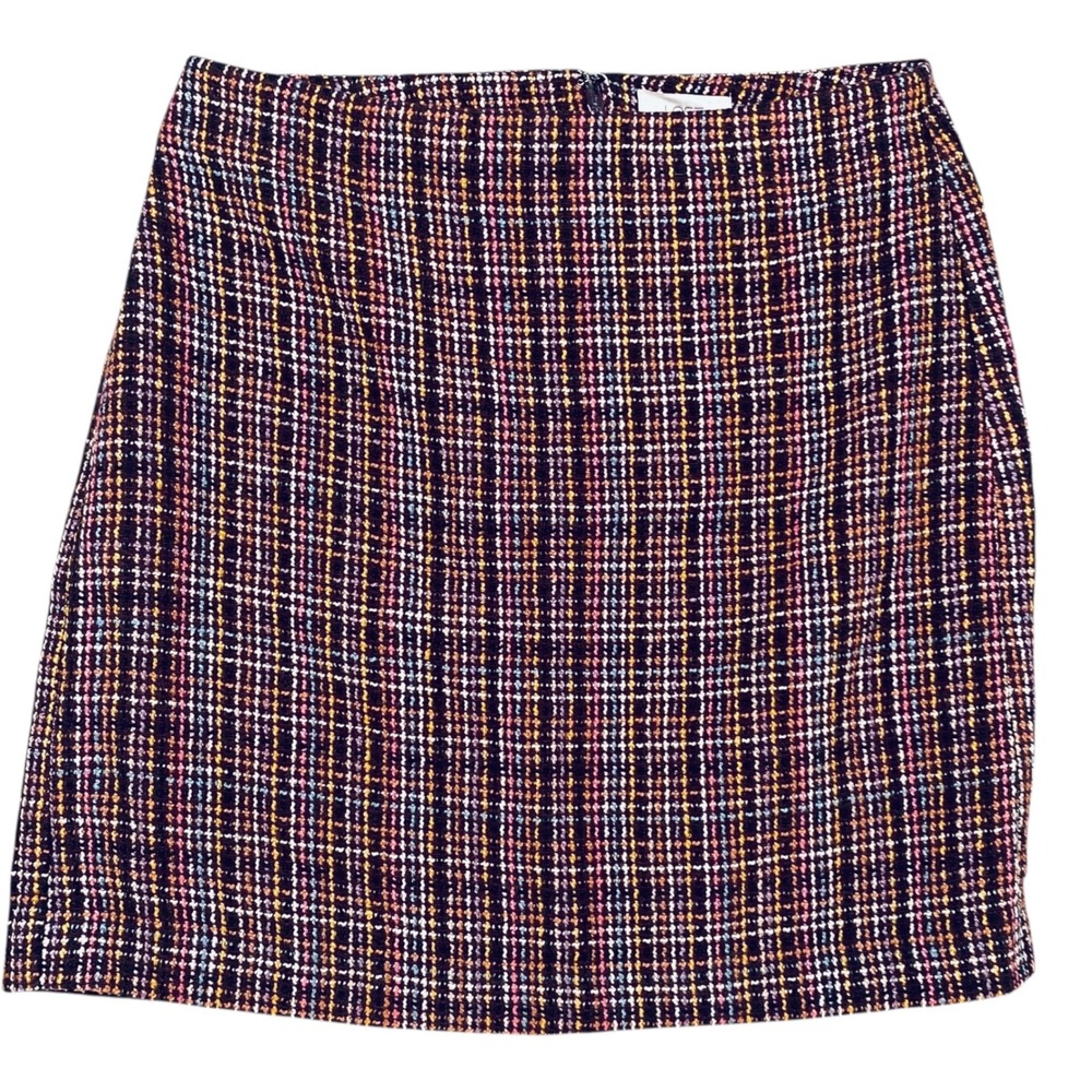 LOFT Tweed Mini Skirt Women's Small Multicolor Plaid‎ Career Office